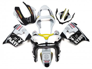 Purchase 2000-2001 Kawasaki ZX9R Motorcycle Fairings - White Yellow Glossy Black Playboy Canada