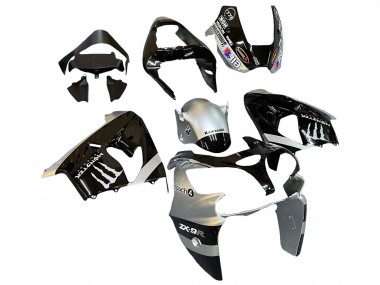 Purchase 2002-2003 Kawasaki ZX9R Motorcycle Fairings - Silver Glossy Black Monster Elf Canada
