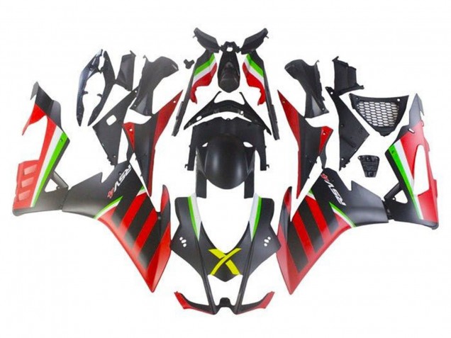 2009-2015 Aprilia RSV4 1000 Motorcycle Fairings - Matte Black Red Green Stripe Canada