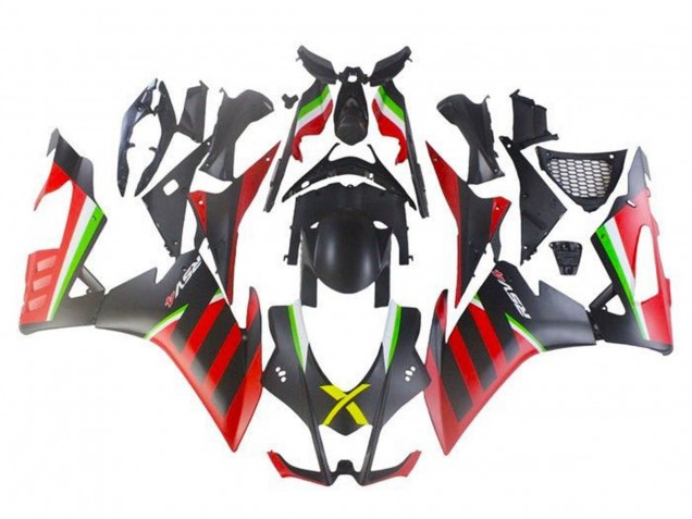 2016-2020 Aprilia RSV4 1000 Motorcycle Fairings - Matte Black Red Green Stripe Canada