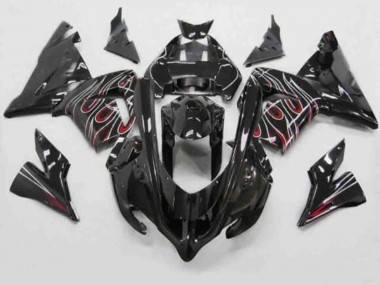 Purchase 2004-2005 Kawasaki ZX10R Motorcycle Fairings - Black Red White Flame Canada