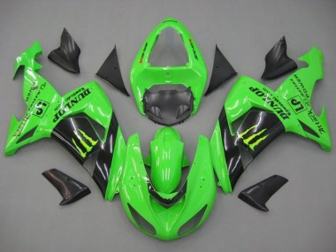 Purchase 2006-2007 Kawasaki ZX10R Motorcycle Fairings - Green Glossy Black Monster Dunlop Canada