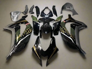 Purchase 2016-2020 Kawasaki ZX10R Motorcycle Fairings - Glossy Black Gold Honeycomb Canada