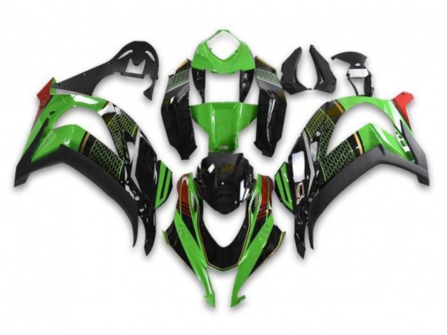 2016-2020 Kawasaki ZX10R Motorcycle Fairings - Green Glossy Black Red Honeycomb Canada