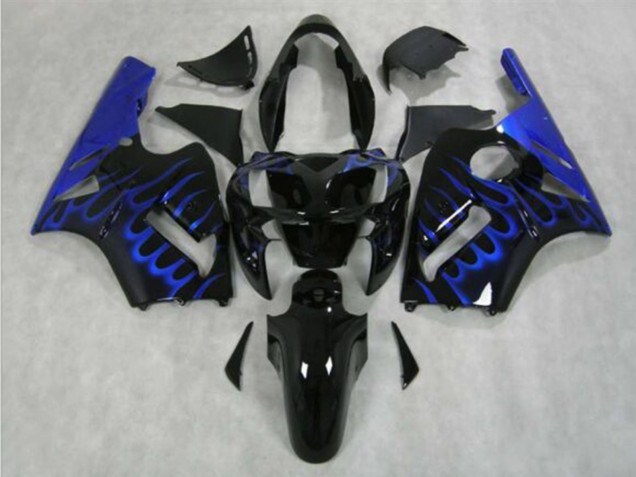 2002-2006 Kawasaki ZX12R Motorcycle Fairing - Glossy Black Blue Flame Canada