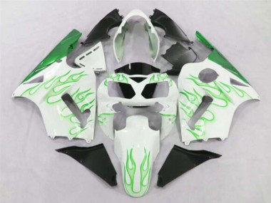 Purchase 2002-2006 Kawasaki ZX12R Motorcycle Fairings - White Green Flame Canada