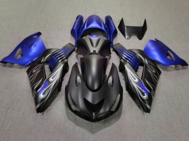 Purchase 2006-2011 Kawasaki ZX14R ZZR1400 Motorcycle Fairings - Matte Black Blue Silver Flame Canada