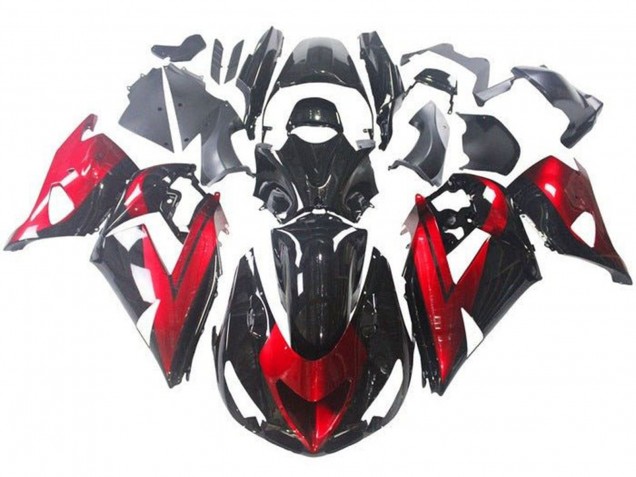 2006-2011 Kawasaki ZX14R ZZR1400 Motorcycle Fairings - Red Glossy Black Canada