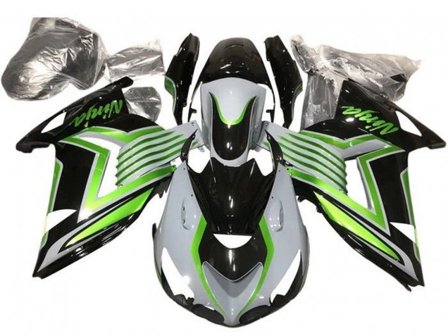 2012-2024 Kawasaki ZX14R ZZR1400 Motorcycle Fairings - White Green Glossy Black Canada