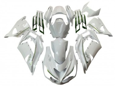 Purchase 2012-2024 Kawasaki ZX14R ZZR1400 Motorcycle Fairings - White Green Silver Stripe Canada