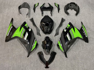 Purchase 2013-2024 Kawasaki EX300 Motorcycle Fairings - Glossy Black Green White Stripe Canada