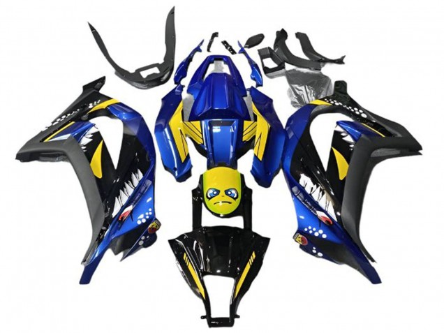 2013-2017 Kawasaki EX300 Motorcycle Fairings - Blue Yellow Black Shark Canada