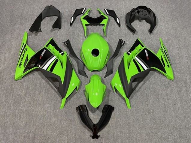 2013-2017 Kawasaki EX300 Motorcycle Fairing - Green White Black Stripe Canada