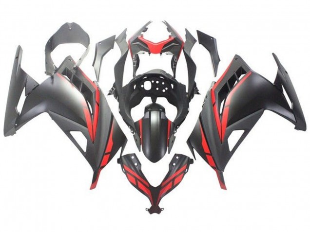 2013-2024 Kawasaki EX300 Motorcycle Fairing - Matte Black Red Canada