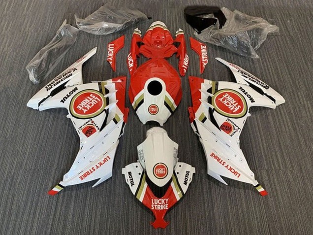 2013-2017 Kawasaki EX300 Motorcycle Fairings - White Red Lucky Strike Canada