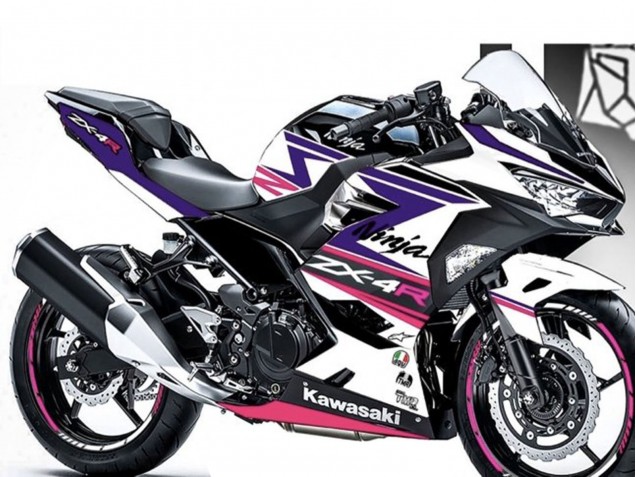 2018-2024 Kawasaki Ninja 400 Motorcycle Fairings - White Purple Pink Canada