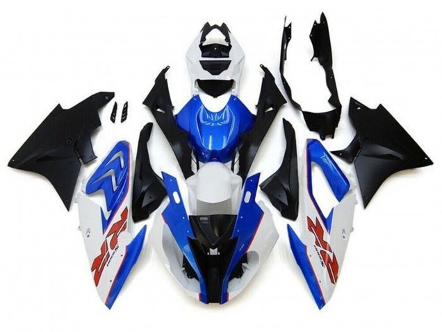 2017-2018 BMW S1000RR Motorcycle Fairings - White Blue Matte Black Pinstripe RR Canada