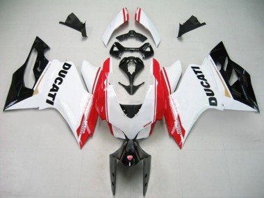 Purchase 2011-2014 Ducati Panigale 1199 Motorcycle Fairings - White Red Glossy Black Stripe Canada