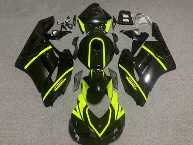 2004-2005 Honda CBR1000RR Motorcycle Fairings - Glossy Black High Viz Yellow Stripe Canada