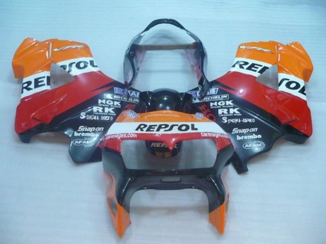 1998-2001 Honda VFR 800 Motorcycle Fairings - Orange White Red Black Repsol Canada