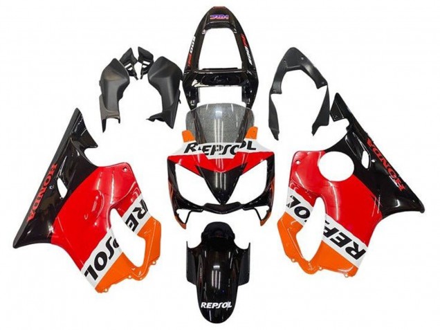 2001-2003 Honda CBR600 F4i Motorcycle Fairing - Orange White Red Glossy Black Repsol Canada