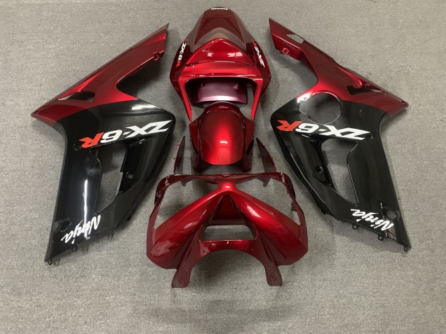 2003-2004 Kawasaki ZX6R Motorcycle Fairings - Red Glossy Black White Ninja Canada