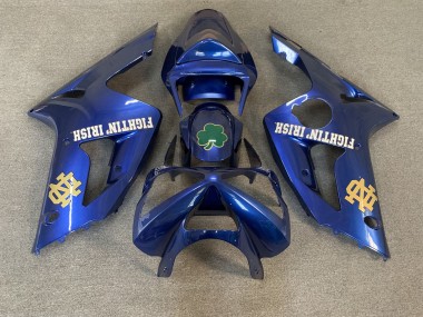 Purchase 2003-2004 Kawasaki ZX6R Motorcycle Fairings - Blue Green Gold White Fighting Irish Canada