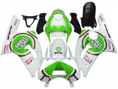 Purchase 2003-2004 Kawasaki ZX6R Motorcycle Fairings - White Green Motul Lucky Strike Canada