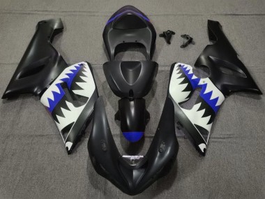 Purchase 2005-2006 Kawasaki ZX6R Motorcycle Fairings - Matte Black White Blue Shark Canada