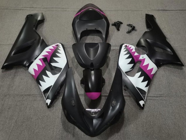 2005-2006 Kawasaki ZX6R Motorcycle Fairings - Matte Black White Pink Shark Canada