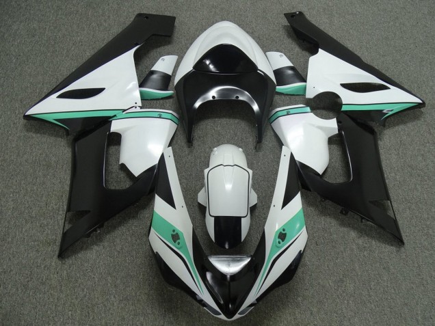 2005-2006 Kawasaki ZX6R Motorcycle Fairings - White Black Green Canada
