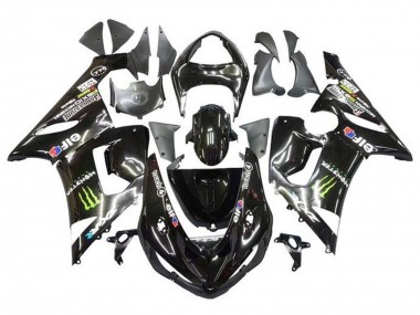 Purchase 2005-2006 Kawasaki ZX6R Motorcycle Fairings - Glossy Black Yellow Monster Canada