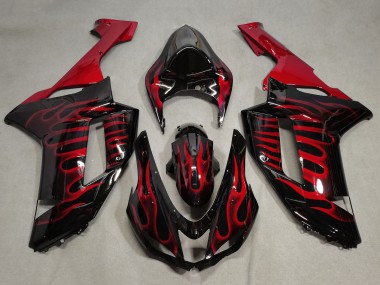 Purchase 2007-2008 Kawasaki ZX6R Motorcycle Fairings - Black Red Flame Canada