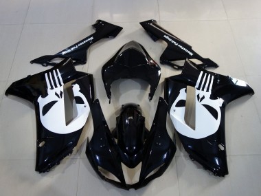 Purchase 2007-2008 Kawasaki ZX6R Motorcycle Fairings - Black White Skull Canada