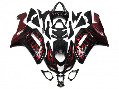 Purchase 2007-2008 Kawasaki ZX6R Motorcycle Fairings - Black White Red Flame Canada