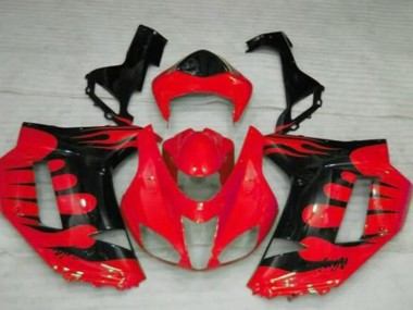 Purchase 2007-2008 Kawasaki ZX6R Motorcycle Fairings - Red Black Flame Canada
