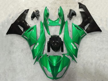 Purchase 2009-2012 Kawasaki ZX6R Motorcycle Fairings - Green Glossy Black White Ninja Canada