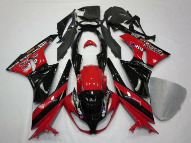 Purchase 2009-2012 Kawasaki ZX6R Motorcycle Fairings - Red Glossy Black Elf Touch4 Bridgestone Canada