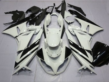 Purchase 2009-2012 Kawasaki ZX6R Motorcycle Fairings - White Glossy Black Stripe Canada