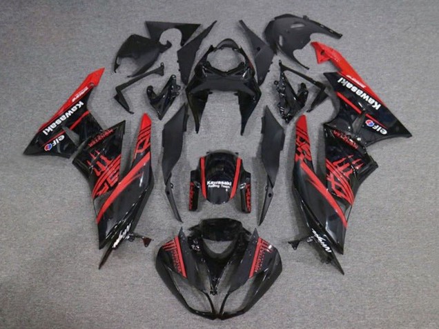 2009-2012 Kawasaki ZX6R Motorcycle Fairings - Glossy Black Red Monster Canada