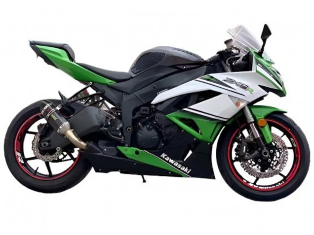 2009-2012 Kawasaki ZX6R Motorcycle Fairings - White Green Black Canada