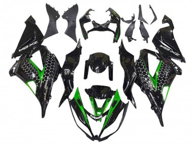 Purchase 2013-2018 Kawasaki ZX6R Motorcycle Fairings - Glossy Black Green White Honeycomb Canada