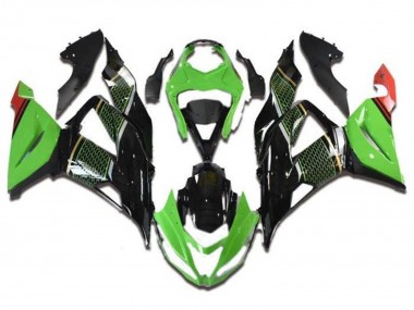 Purchase 2013-2018 Kawasaki ZX6R Motorcycle Fairings - Green Black Red Honeycomb Canada
