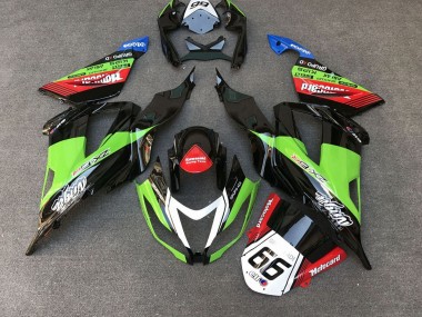 Purchase 2013-2018 Kawasaki ZX6R Motorcycle Fairings - Green Black Red White Motocard 66 Canada