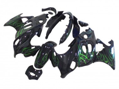 Purchase 2004-2006 Suzuki GSX600F/GSX750F Motorcycle Fairings - Glossy Black Green Flame Canada