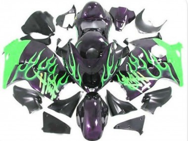 Purchase 1996-2007 Suzuki GSXR1000 Motorcycle Fairings - Glossy Black Green Flame Canada