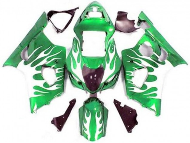 2003-2004 Suzuki GSXR 1000 Motorcycle Fairings - Green White Flame Canada