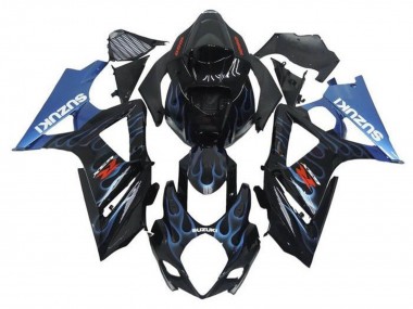 Purchase 2005-2006 Suzuki GSXR 1000 Motorcycle Fairings - Black Light Blue Flame Canada