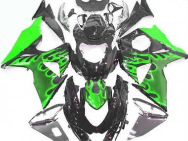 Purchase 2009-2016 Suzuki GSXR 1000 Motorcycle Fairings - Glossy Black Green Flame Canada