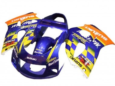 Purchase 1996-2000 Suzuki GSXR 600 / GSXR 750 Motorcycle Fairings - Blue Orange Yellow Telefumica MoviStar Canada